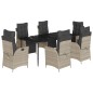 vidaXL 7-tlg. Garten-Essgruppe mit Kissen Hellgrau Poly Rattan vidaXL 7-tlg. Garten-Essgruppe mit Kissen Hellgrau Poly Rattan