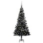 Künstlicher Weihnachtsbaum mit LEDs & Kugeln Schwarz 120 cm PVC Künstlicher Weihnachtsbaum mit LEDs & Kugeln Schwarz 120 cm PVC
