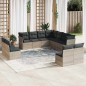vidaXL 11-tlg. Garten-Sofagarnitur mit Kissen Hellgrau Poly Rattan vidaXL 11-tlg. Garten-Sofagarnitur mit Kissen Hellgrau Poly Rattan