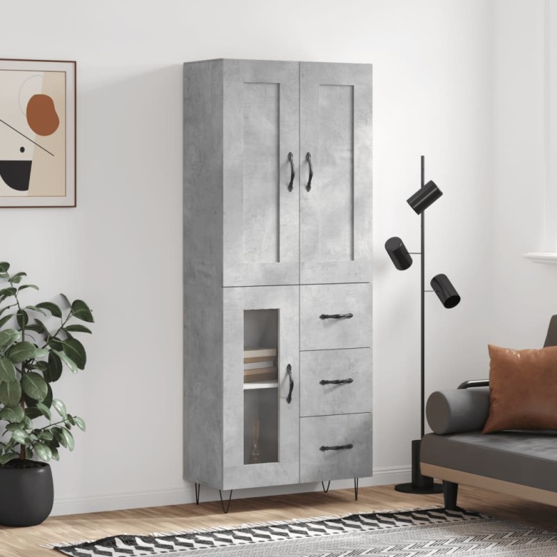 Highboard Betongrau 69,5x34x180 cm Holzwerkstoff Highboard Betongrau 69,5x34x180 cm Holzwerkstoff