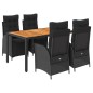 vidaXL 5-tlg. Garten-Essgruppe mit Kissen Schwarz Poly Rattan vidaXL 5-tlg. Garten-Essgruppe mit Kissen Schwarz Poly Rattan