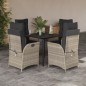 vidaXL 5-tlg. Garten-Essgruppe mit Kissen Hellgrau Poly Rattan vidaXL 5-tlg. Garten-Essgruppe mit Kissen Hellgrau Poly Rattan