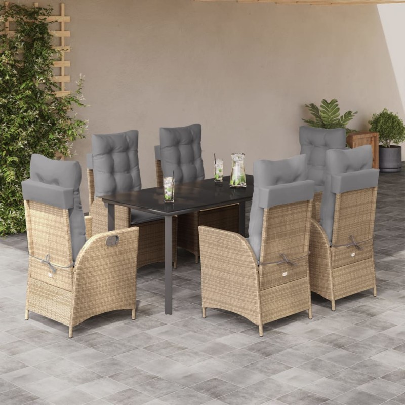 vidaXL 7-tlg. Garten-Essgruppe mit Kissen Beige Poly Rattan vidaXL 7-tlg. Garten-Essgruppe mit Kissen Beige Poly Rattan