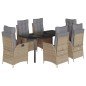 vidaXL 7-tlg. Garten-Essgruppe mit Kissen Beige Poly Rattan vidaXL 7-tlg. Garten-Essgruppe mit Kissen Beige Poly Rattan