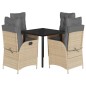 vidaXL 5-tlg. Garten-Essgruppe mit Kissen Beige Poly Rattan vidaXL 5-tlg. Garten-Essgruppe mit Kissen Beige Poly Rattan