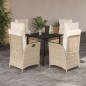 vidaXL 5-tlg. Garten-Essgruppe mit Kissen Beige Poly Rattan vidaXL 5-tlg. Garten-Essgruppe mit Kissen Beige Poly Rattan