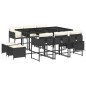 vidaXL 11-tlg. Garten-Essgruppe mit Kissen Schwarz Poly Rattan vidaXL 11-tlg. Garten-Essgruppe mit Kissen Schwarz Poly Rattan