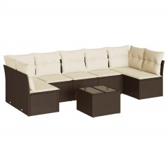 vidaXL 8-tlg. Garten-Sofagarnitur mit Kissen Braun Poly Rattan