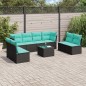 vidaXL 9-tlg. Garten-Sofagarnitur mit Kissen Schwarz Poly Rattan vidaXL 9-tlg. Garten-Sofagarnitur mit Kissen Schwarz Poly Rattan