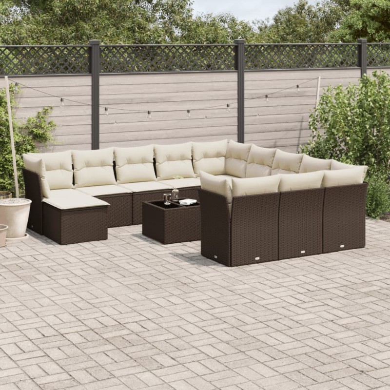vidaXL 13-tlg. Garten-Sofagarnitur mit Kissen Braun Poly Rattan vidaXL 13-tlg. Garten-Sofagarnitur mit Kissen Braun Poly Rattan