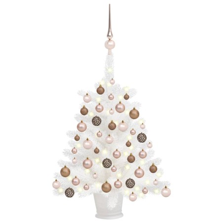 Künstlicher Weihnachtsbaum mit LEDs & Kugeln Weiß 65 cm