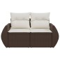 vidaXL Gartensofa mit Kissen 2-Sitzer Braun Poly Rattan vidaXL Gartensofa mit Kissen 2-Sitzer Braun Poly Rattan