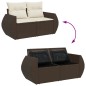 vidaXL Gartensofa mit Kissen 2-Sitzer Braun Poly Rattan vidaXL Gartensofa mit Kissen 2-Sitzer Braun Poly Rattan
