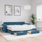 vidaXL Tagesbett Ausziehbar mit Schubladen Blau 80x200 cm Samt vidaXL Tagesbett Ausziehbar mit Schubladen Blau 80x200 cm Samt