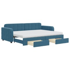 vidaXL Tagesbett Ausziehbar mit Schubladen Blau 80x200 cm Samt