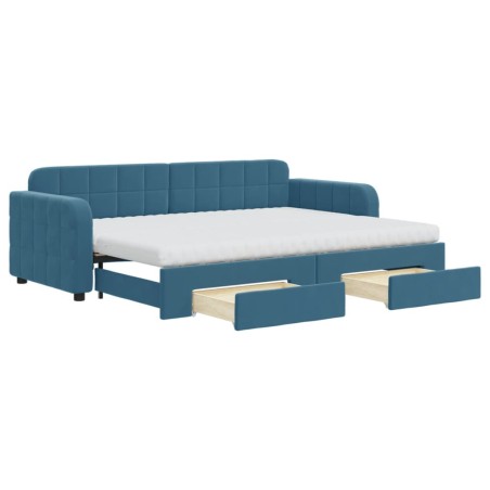 vidaXL Tagesbett Ausziehbar mit Schubladen Blau 80x200 cm Samt