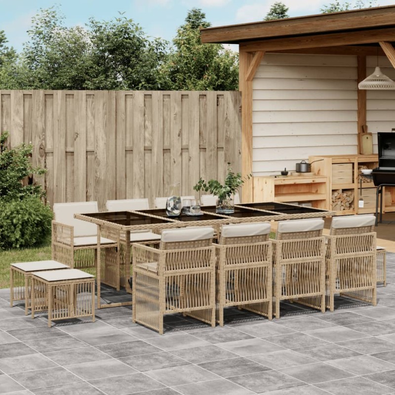vidaXL 13-tlg. Garten-Essgruppe mit Kissen Beige Poly Rattan vidaXL 13-tlg. Garten-Essgruppe mit Kissen Beige Poly Rattan