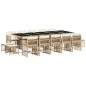 vidaXL 15-tlg. Garten-Essgruppe mit Kissen Beige Poly Rattan