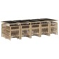 vidaXL 15-tlg. Garten-Essgruppe mit Kissen Beige Poly Rattan