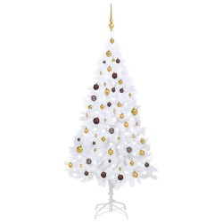 vidaXL Künstlicher Weihnachtsbaum mit Beleuchtung & Kugeln Weiß 180 cm