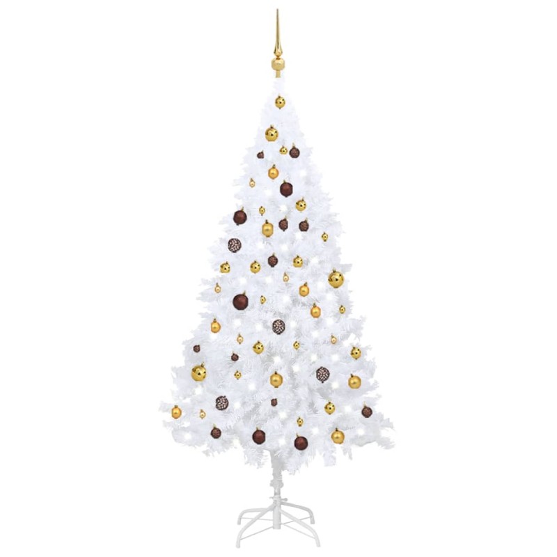 vidaXL Künstlicher Weihnachtsbaum mit Beleuchtung & Kugeln Weiß 180 cm vidaXL Künstlicher Weihnachtsbaum mit Beleuchtung & Kugeln Weiß 180 cm