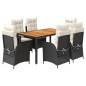 vidaXL 7-tlg. Garten-Essgruppe mit Kissen Schwarz Poly Rattan vidaXL 7-tlg. Garten-Essgruppe mit Kissen Schwarz Poly Rattan