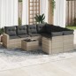 vidaXL 9-tlg. Garten-Sofagarnitur mit Kissen Hellgrau Poly Rattan vidaXL 9-tlg. Garten-Sofagarnitur mit Kissen Hellgrau Poly Rattan