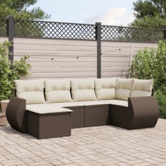 vidaXL 6-tlg. Garten-Sofagarnitur mit Kissen Braun Poly Rattan