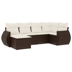 vidaXL 6-tlg. Garten-Sofagarnitur mit Kissen Braun Poly Rattan