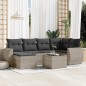 vidaXL 7-tlg. Garten-Sofagarnitur mit Kissen Hellgrau Poly Rattan vidaXL 7-tlg. Garten-Sofagarnitur mit Kissen Hellgrau Poly Rattan
