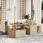 vidaXL 5-tlg. Garten-Sofagarnitur mit Kissen Beige Poly Rattan vidaXL 5-tlg. Garten-Sofagarnitur mit Kissen Beige Poly Rattan