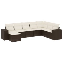 vidaXL 8-tlg. Garten-Sofagarnitur mit Kissen Braun Poly Rattan