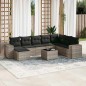 vidaXL 9-tlg. Garten-Sofagarnitur mit Kissen Hellgrau Poly Rattan vidaXL 9-tlg. Garten-Sofagarnitur mit Kissen Hellgrau Poly Rattan