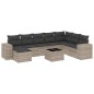 vidaXL 9-tlg. Garten-Sofagarnitur mit Kissen Hellgrau Poly Rattan vidaXL 9-tlg. Garten-Sofagarnitur mit Kissen Hellgrau Poly Rattan