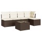 vidaXL 6-tlg. Garten-Sofagarnitur mit Kissen Braun Poly Rattan