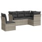 vidaXL 5-tlg. Garten-Sofagarnitur mit Kissen Hellgrau Poly Rattan vidaXL 5-tlg. Garten-Sofagarnitur mit Kissen Hellgrau Poly Rattan