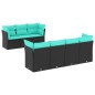 vidaXL 8-tlg. Garten-Sofagarnitur mit Kissen Schwarz Poly Rattan vidaXL 8-tlg. Garten-Sofagarnitur mit Kissen Schwarz Poly Rattan