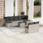 vidaXL 10-tlg. Garten-Sofagarnitur mit Kissen Hellgrau Poly Rattan vidaXL 10-tlg. Garten-Sofagarnitur mit Kissen Hellgrau Poly Rattan