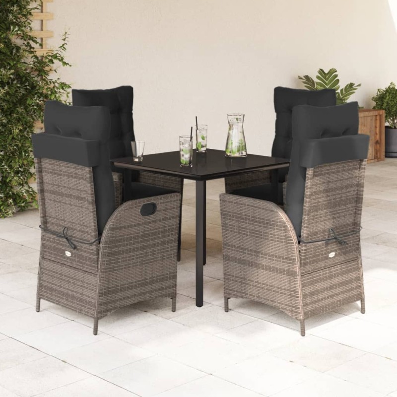 vidaXL 5-tlg. Garten-Essgruppe mit Kissen Grau Poly Rattan vidaXL 5-tlg. Garten-Essgruppe mit Kissen Grau Poly Rattan