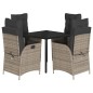 vidaXL 5-tlg. Garten-Essgruppe mit Kissen Grau Poly Rattan vidaXL 5-tlg. Garten-Essgruppe mit Kissen Grau Poly Rattan