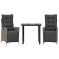 vidaXL 3-tlg. Garten-Essgruppe mit Kissen Grau Poly Rattan vidaXL 3-tlg. Garten-Essgruppe mit Kissen Grau Poly Rattan