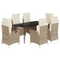 vidaXL 7-tlg. Garten-Essgruppe mit Kissen Beige Poly Rattan vidaXL 7-tlg. Garten-Essgruppe mit Kissen Beige Poly Rattan