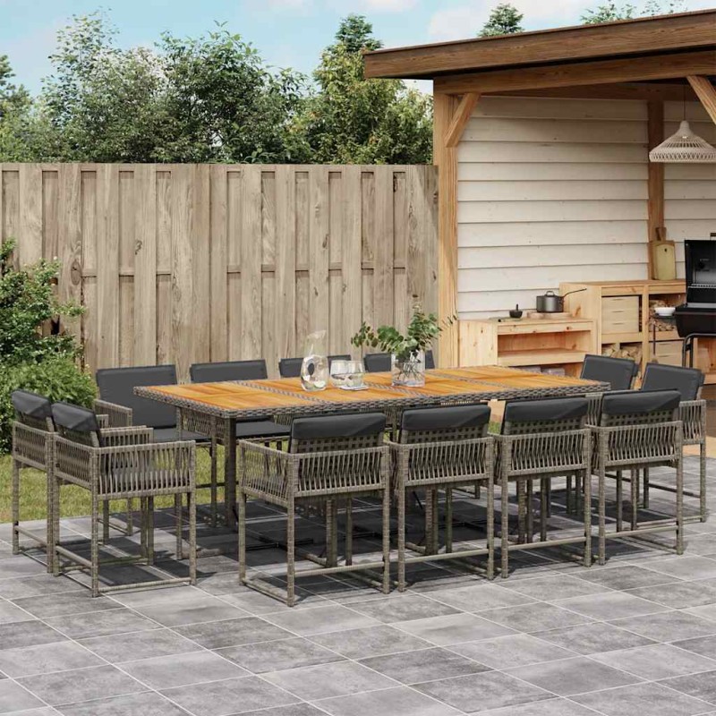 vidaXL 13-tlg. Garten-Essgruppe mit Kissen Grau Poly Rattan vidaXL 13-tlg. Garten-Essgruppe mit Kissen Grau Poly Rattan