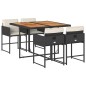 vidaXL 5-tlg. Garten-Essgruppe mit Kissen Schwarz Poly Rattan vidaXL 5-tlg. Garten-Essgruppe mit Kissen Schwarz Poly Rattan