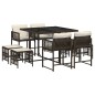 vidaXL 9-tlg. Garten-Essgruppe mit Kissen Braun Poly Rattan vidaXL 9-tlg. Garten-Essgruppe mit Kissen Braun Poly Rattan