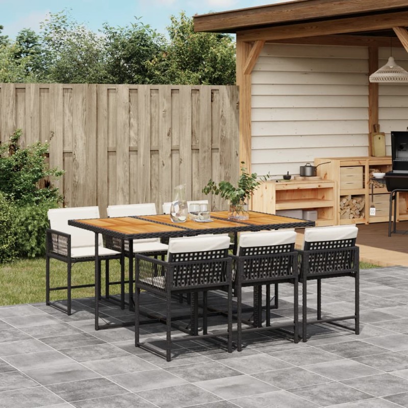 vidaXL 7-tlg. Garten-Essgruppe mit Kissen Schwarz Poly Rattan vidaXL 7-tlg. Garten-Essgruppe mit Kissen Schwarz Poly Rattan