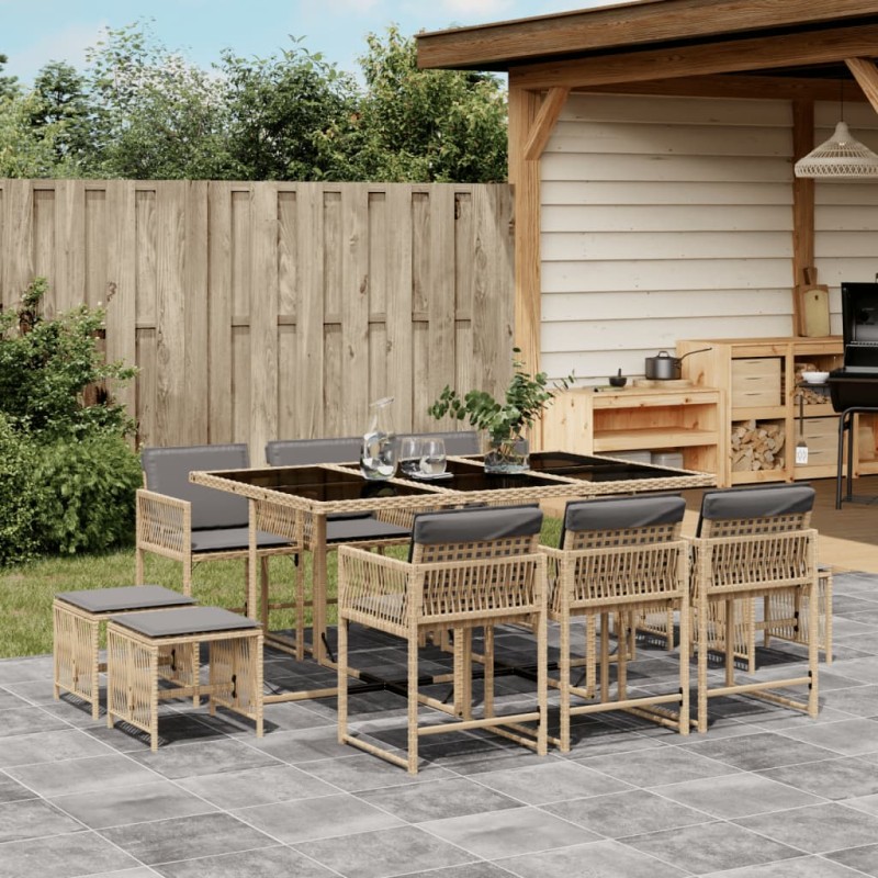 vidaXL 11-tlg. Garten-Essgruppe mit Kissen Beigemischung Poly Rattan vidaXL 11-tlg. Garten-Essgruppe mit Kissen Beigemischung Poly Rattan