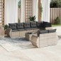 vidaXL 9-tlg. Garten-Sofagarnitur mit Kissen Hellgrau Poly Rattan vidaXL 9-tlg. Garten-Sofagarnitur mit Kissen Hellgrau Poly Rattan