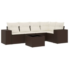 vidaXL 6-tlg. Garten-Sofagarnitur mit Kissen Braun Poly Rattan