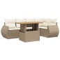 vidaXL 6-tlg. Garten-Sofagarnitur mit Kissen Beige Poly Rattan